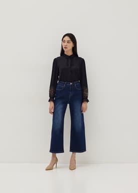 Collared Lace Cuff Sleeve Blouse