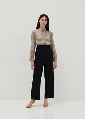 Collared Lace Cuff Sleeve Blouse