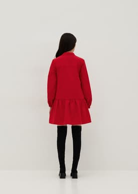 Collared Long Sleeve Babydoll Mini Dress