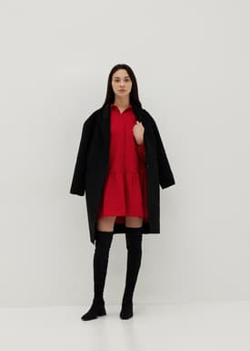 Collared Long Sleeve Babydoll Mini Dress