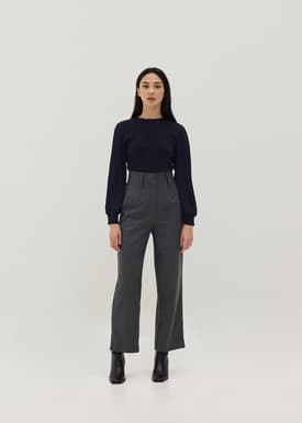 Maude Wool Blend Pleated Sleeves Top