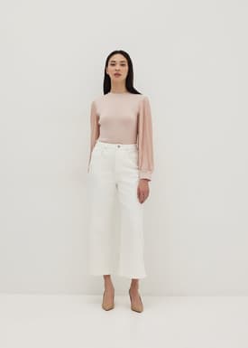 Maude Wool Blend Pleated Sleeves Top