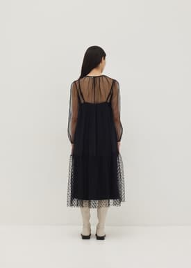 2-in-1 Polka Dot Flare Midaxi Dress