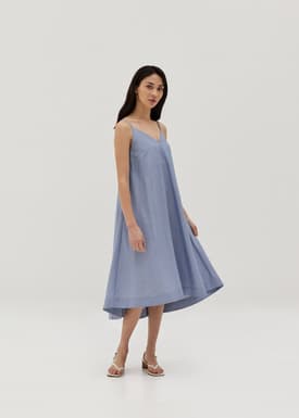 Larisa Box Pleat Trapeze Dress