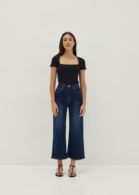 Trinity Ribbed Jersey Square Neck Top
