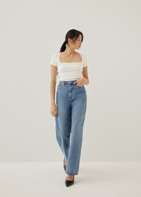 Trinity Ribbed Jersey Square Neck Top