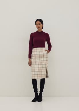 Celine Oversized Tartan Pencil Skirt