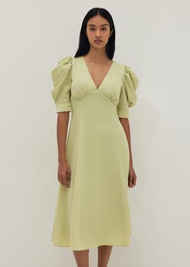 Cambrie Padded Cowl Sleeve Dress