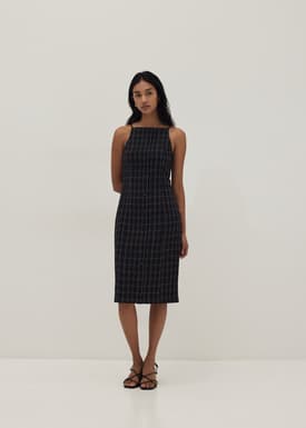 Trinity Tweed Halter Column Dress