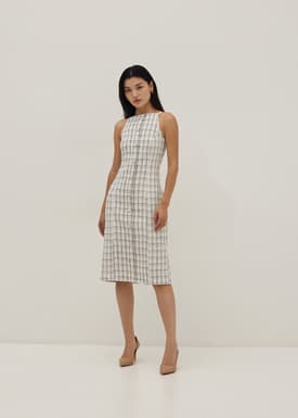 Trinity Tweed Halter Column Dress