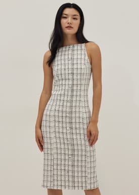 Trinity Tweed Halter Column Dress