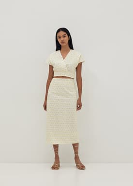 Gloria Broderie Front Wrap Top