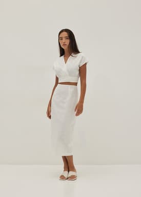 Gloria Broderie Column Skirt