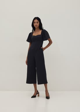 Camryn Wide Leg Flutter Sleeve Jumpsuit