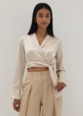 Kehlani Wrap Front Sash Tie Top