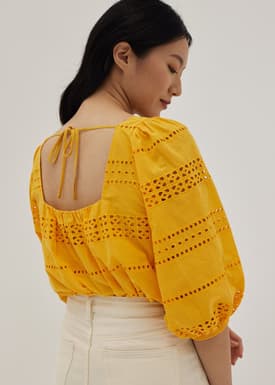 Everlee Broderie Square Neck Blouse