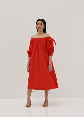 Chantal Elastic Off Shoulder Trapeze Dress