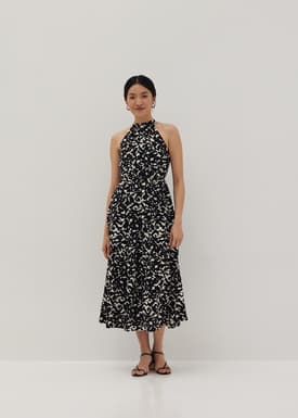 Zariah Contrast Halter Tier Maxi Dress