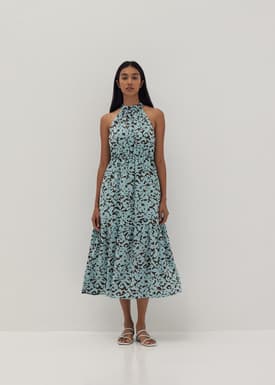 Zariah Contrast Halter Tier Maxi Dress