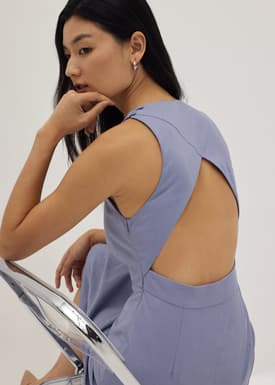 Isla Padded Linen Column Dress