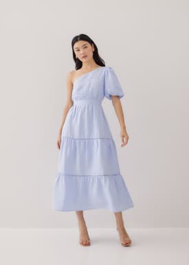 Niegel Tiered Toga Puff Sleeve Dress
