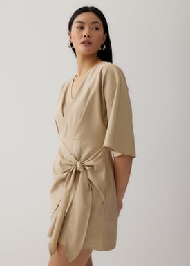 Mitch Linen Faux Wrap Dress