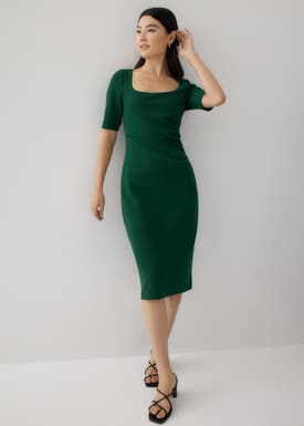 Vangie Square Neck Pencil Midi Dress