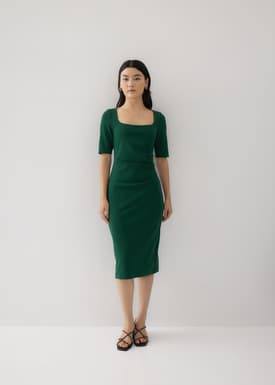 Vangie Square Neck Pencil Midi Dress