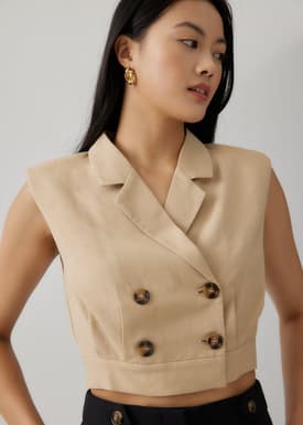 Maxene Padded Linen Vest
