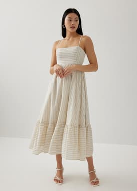 Camilla Striped Broderie Panel Dress