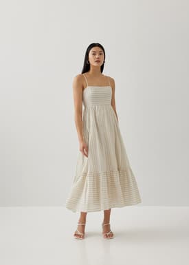 Camilla Striped Broderie Panel Dress
