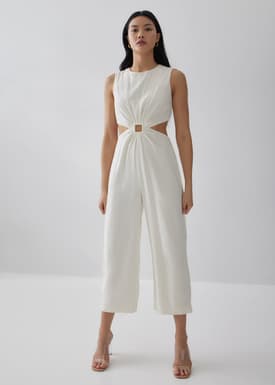 Georgette Linen Cut Out Jumpsuit