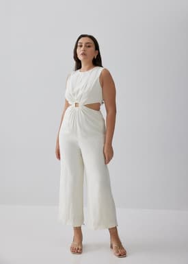 Georgette Linen Cut Out Jumpsuit