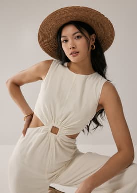 Georgette Linen Cut Out Jumpsuit