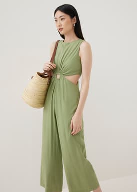 Georgette Linen Cut Out Jumpsuit
