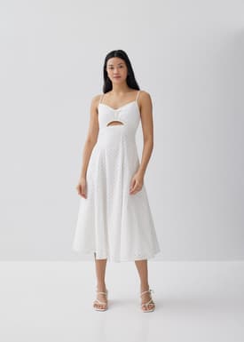 Gertrude Padded Broderie Cut Out Dress