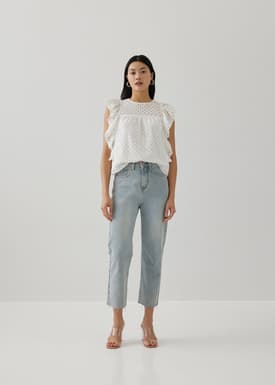 Daine Broderie Ruffle Sleeve Top