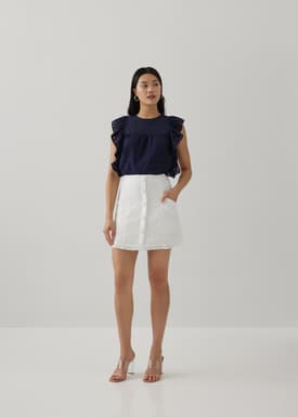 Daine Broderie Ruffle Sleeve Top