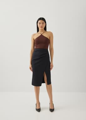 Rita Front Pleat Pencil Skirt