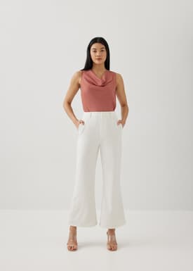 Verniece Satin Cowl Neck Shell Top