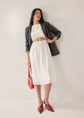 Salome Elastic Reversible Flare Midi Dress