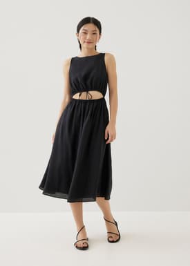Salome Elastic Reversible Flare Midi Dress