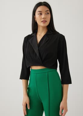 Chelo Micro Pleat Wrap Blouse