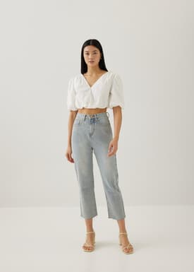 Milou Elastic Broderie Tie Back Blouse