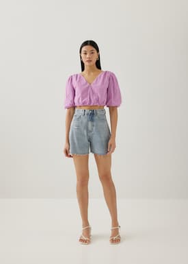 Milou Elastic Broderie Tie Back Blouse