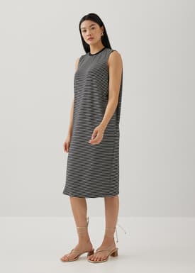 Davika Striped Jersey Drape Column Dress