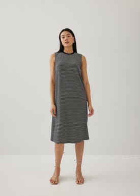 Davika Striped Jersey Drape Column Dress