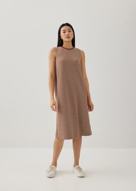 Davika Striped Jersey Drape Column Dress