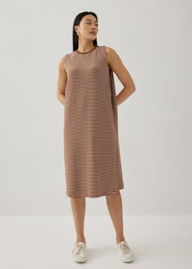 Davika Striped Jersey Drape Column Dress