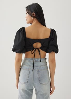 Lottie Padded Elastic Puff Sleeve Top